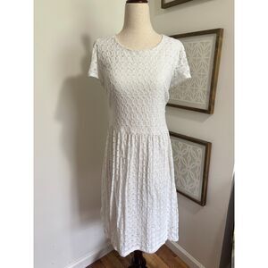 Signature by Robbie Bee 1X White Eyelet Dress Cottagecore Fit Flare Coquette